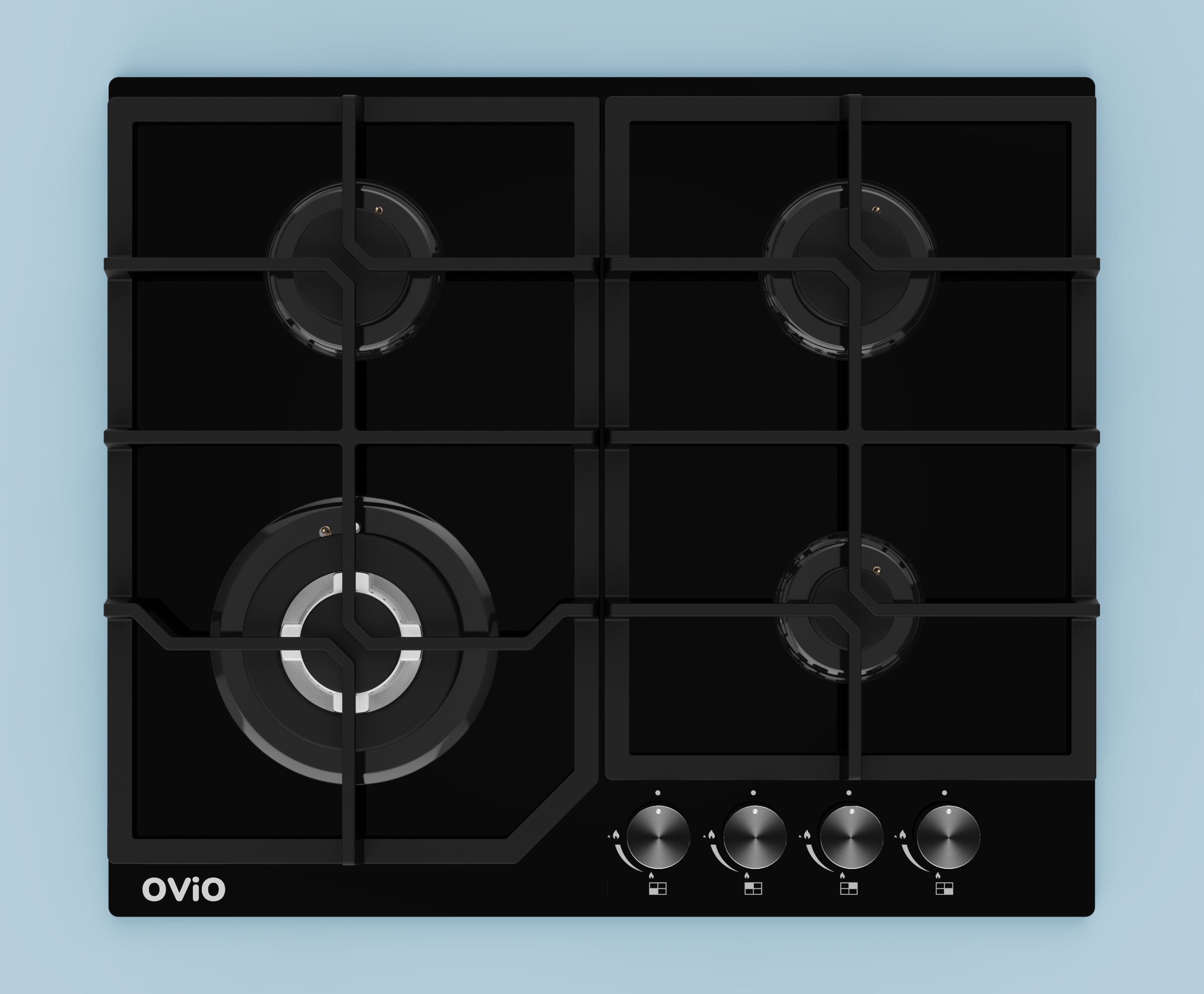 Встраиваемая газовая панель OViO OG-P6042BG (Черное стекло)