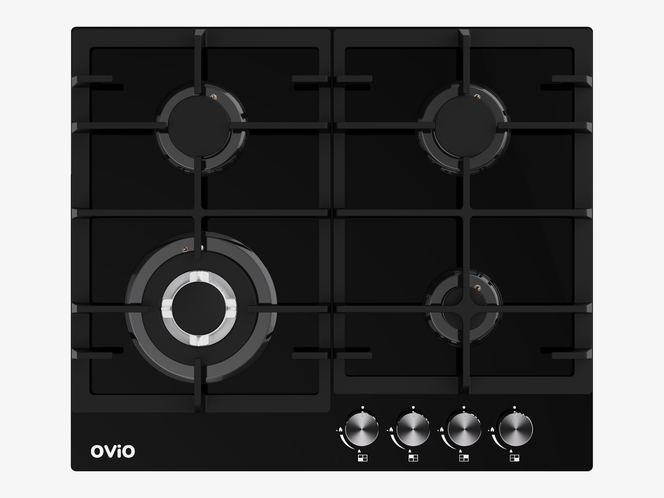 Встраиваемая газовая панель OViO OG-Y6042BG (Черное стекло)