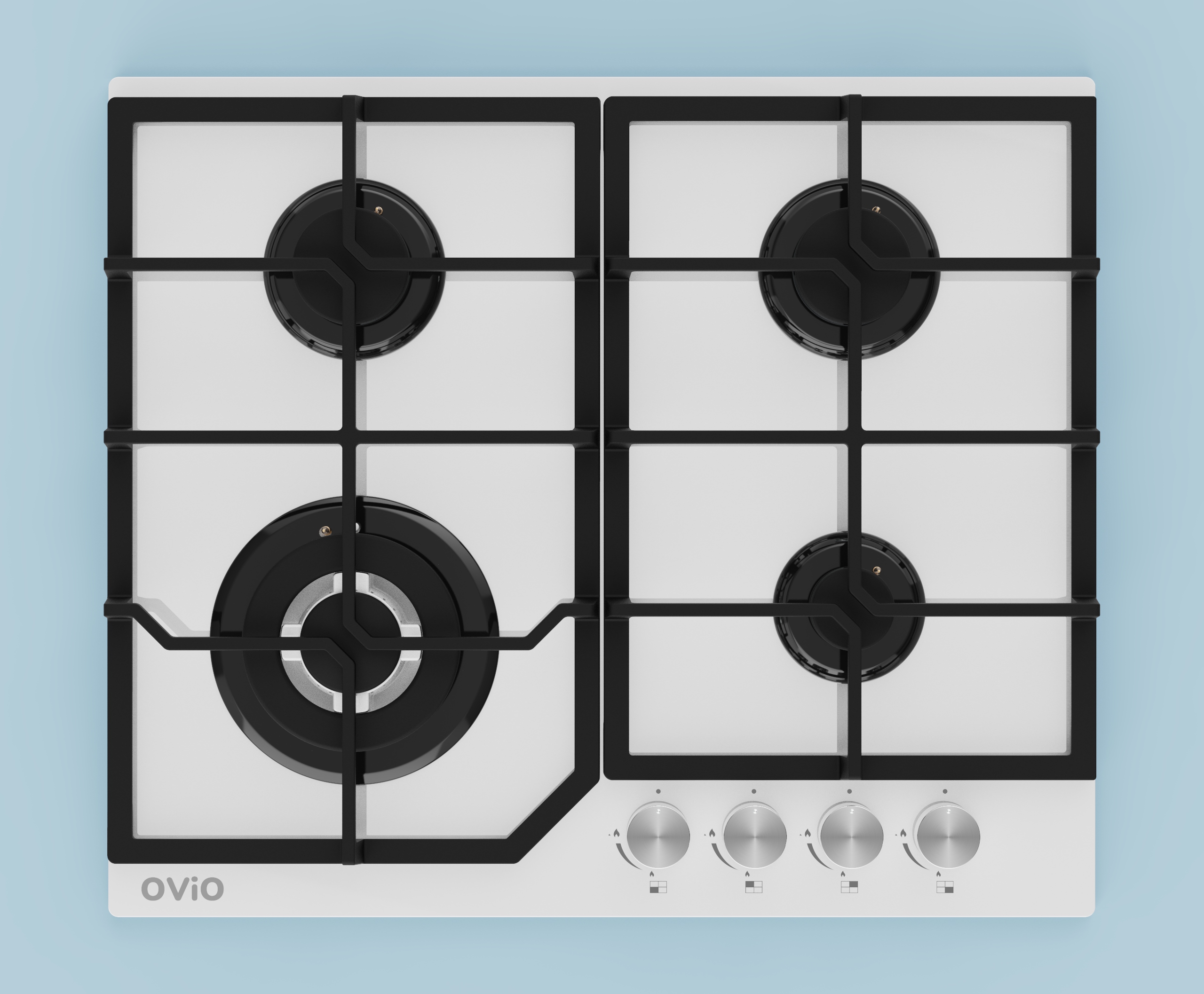 Встраиваемая газовая панель OViO OG-P6042WG (Белое стекло).